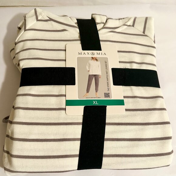 Max & Mia Women's Waffle Knit Lounge Pajama Set Size XL Hoodie And Jogger (NEW) - Picture 2 of 13